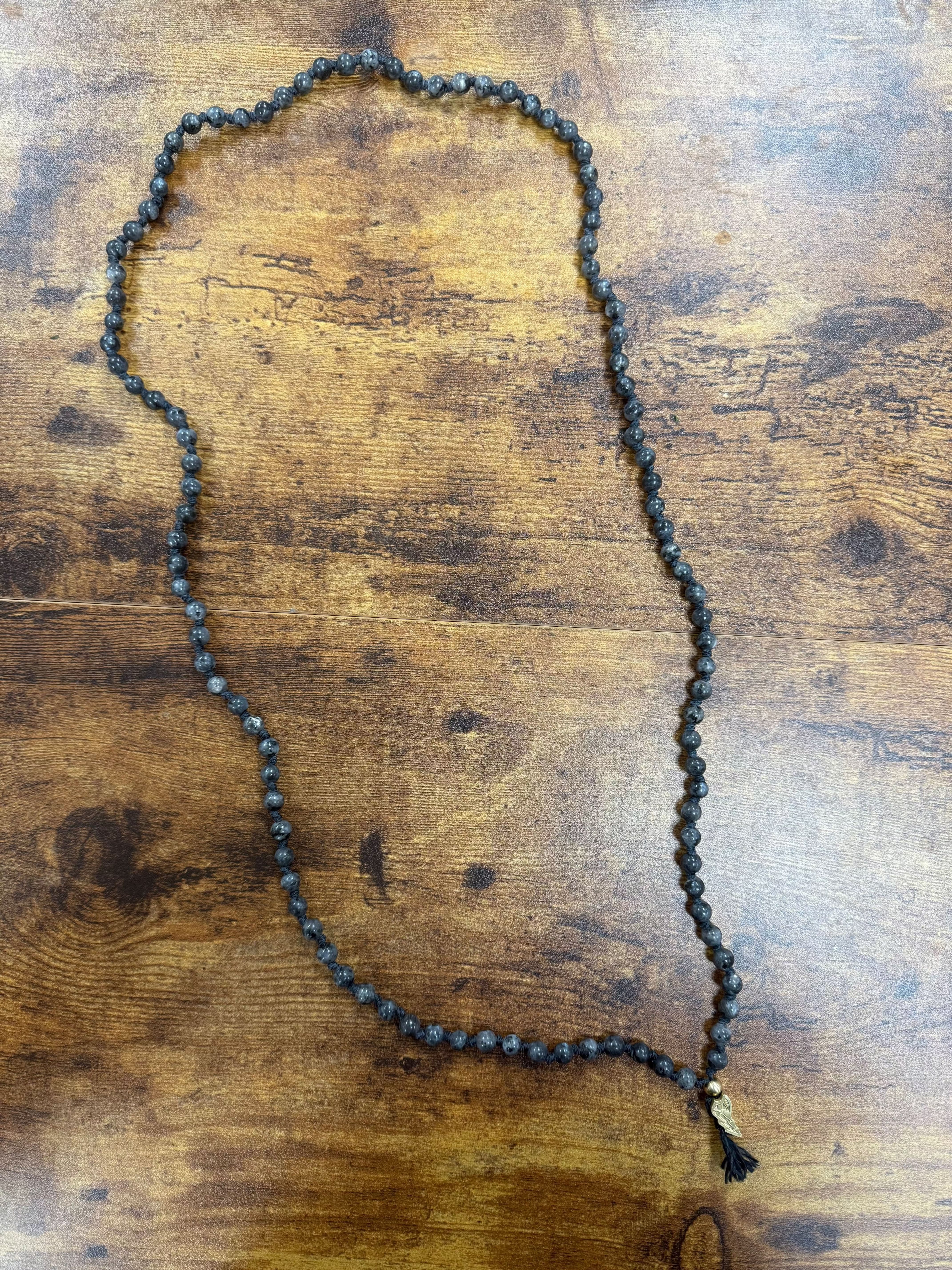 Defy Tomahawk Prayer Style Mala - Larvikite - We Defy The Norm