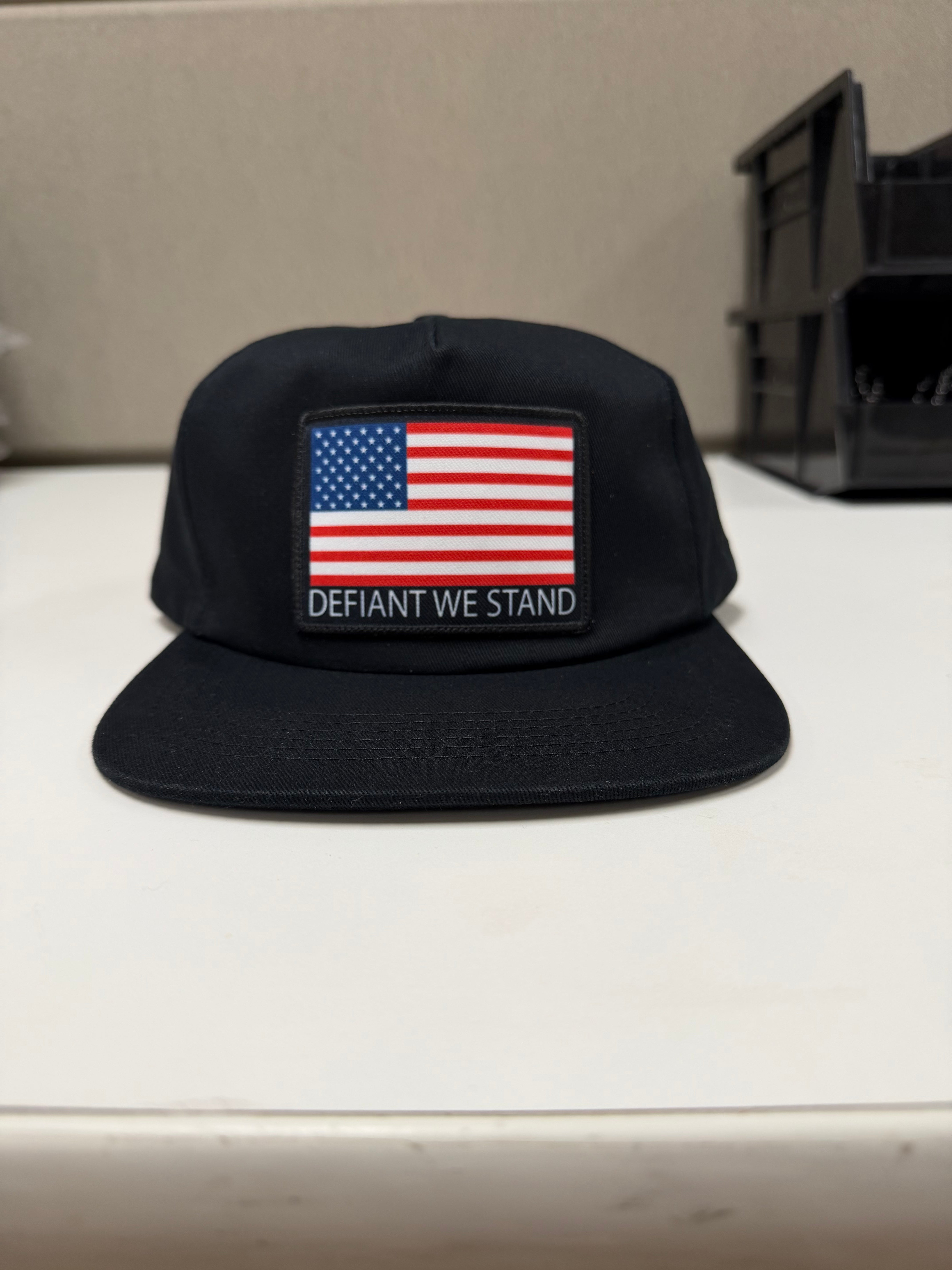 Defiant We Stand Flag Snapback Black Hat