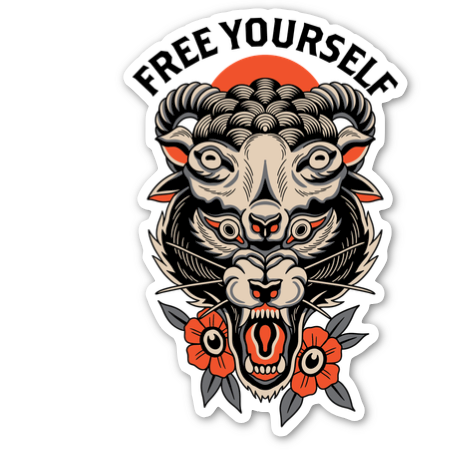 Free Yourself 2.0 Vinyl Sticker - Wolf Sheephead
