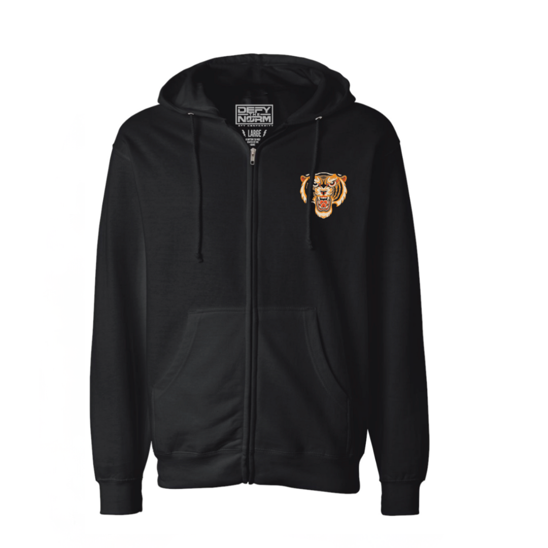 No Sacrifice Tiger Midweight Zip Up Hoodie Sweatshirt