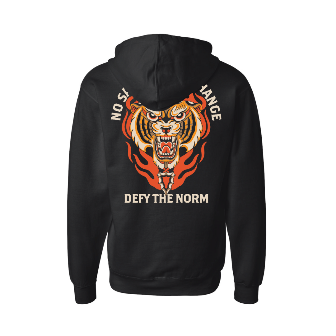 No Sacrifice Tiger Midweight Zip Up Hoodie Sweatshirt