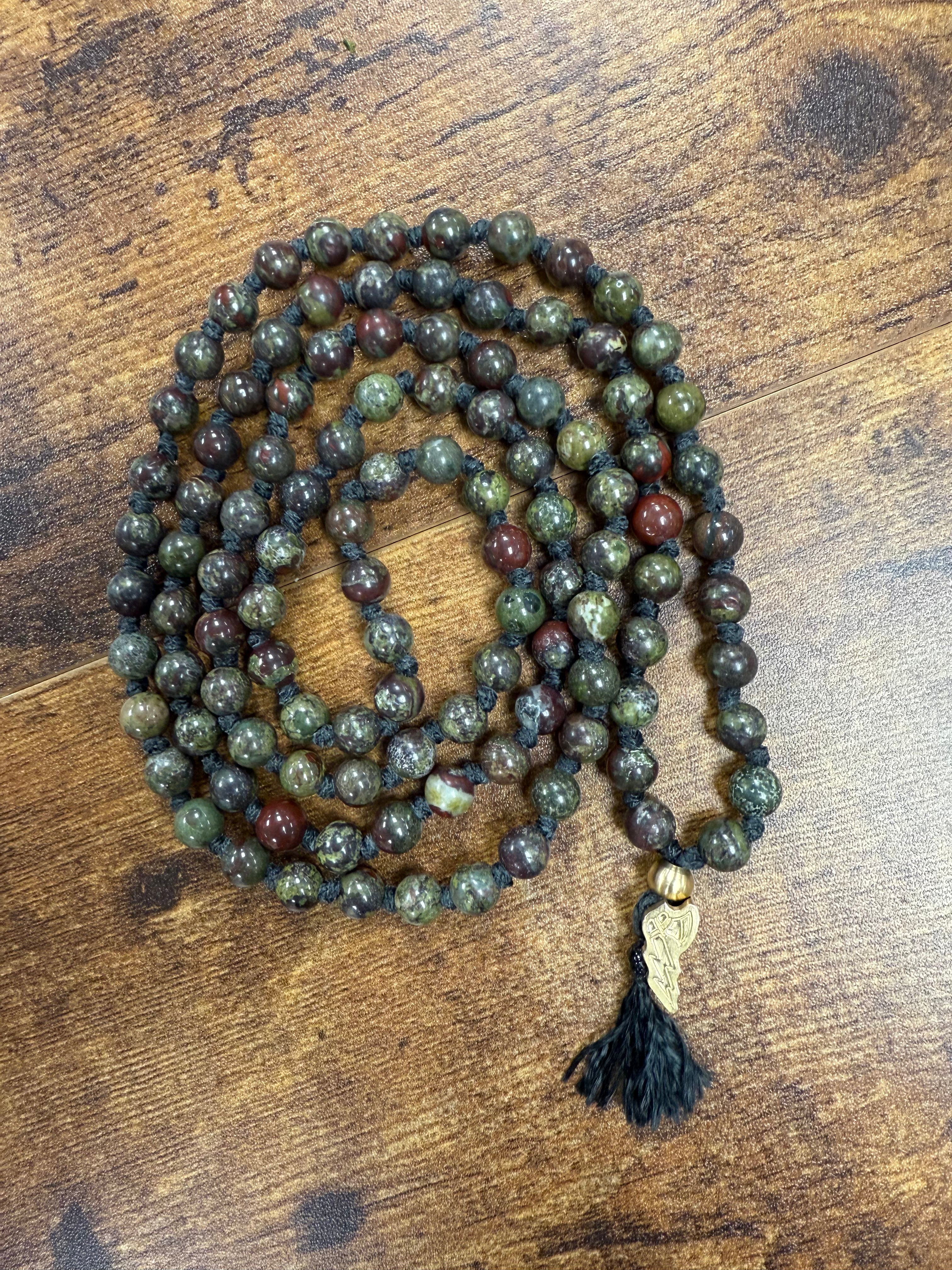 Defy Tomahawk Prayer Style Mala - Bloodstone