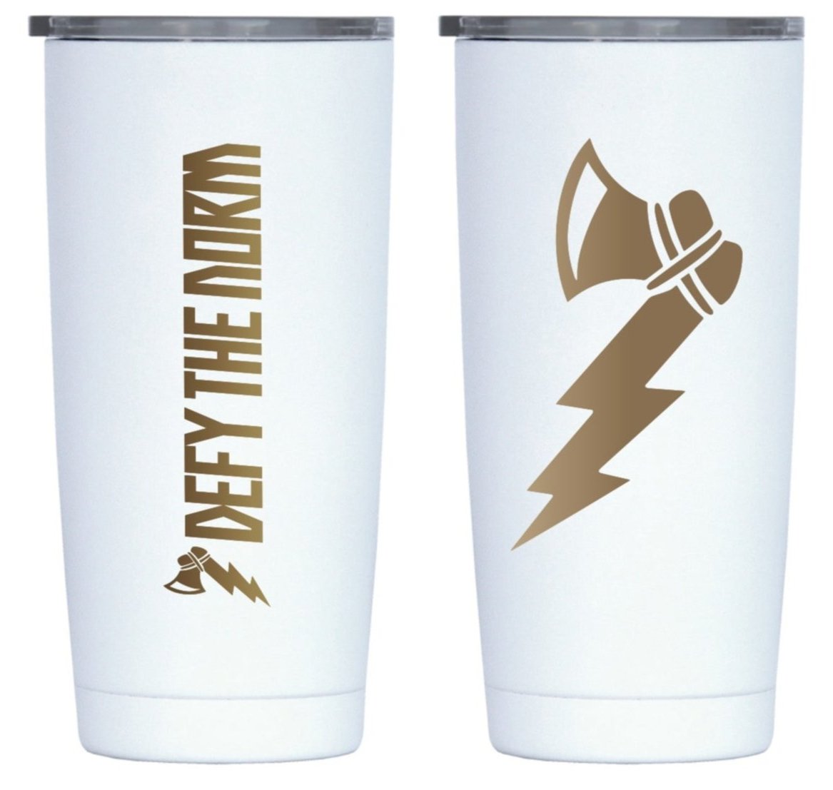 Defy The Norm Tomahawk 20 oz Stainless Steel Tumbler - White