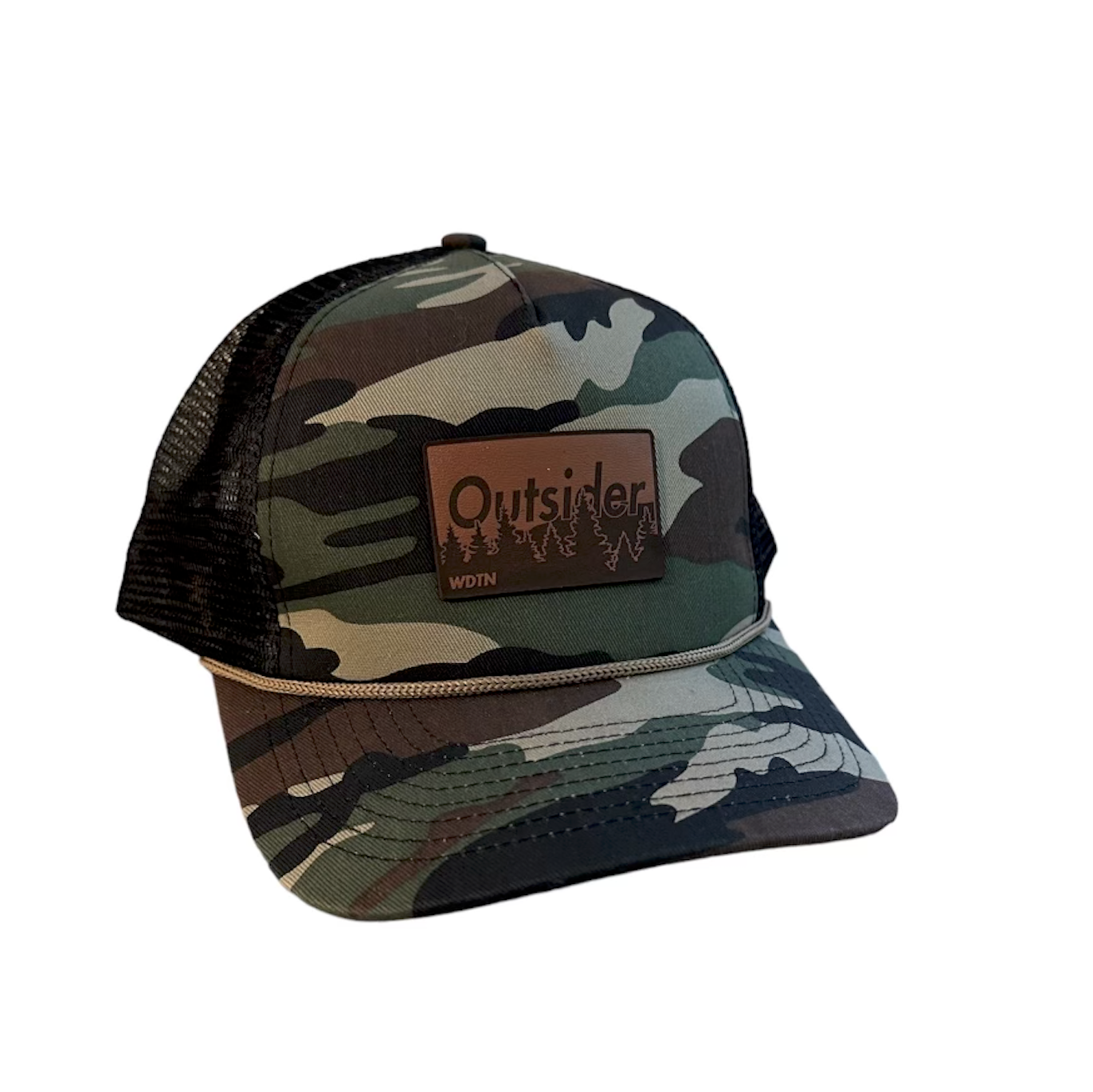 Outsider Leather Patch Snapback Hat - Camo