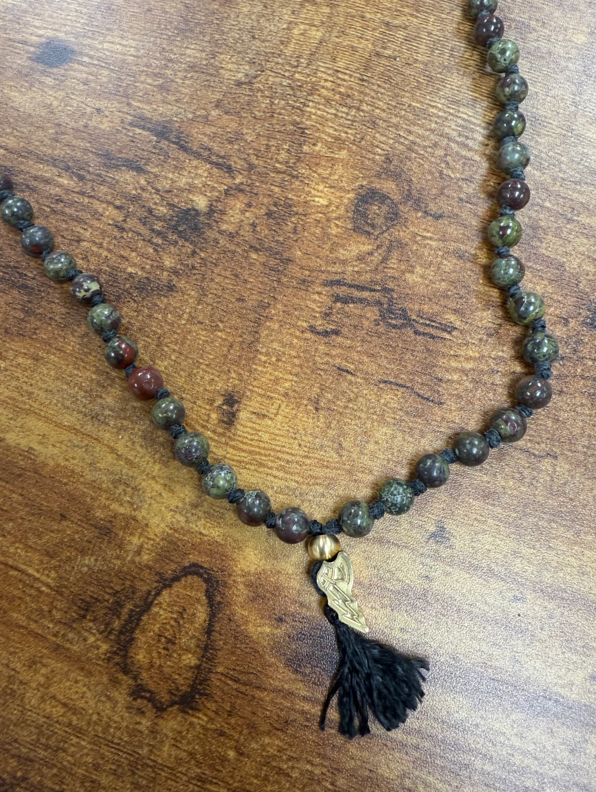 Defy Tomahawk Prayer Style Mala - Bloodstone