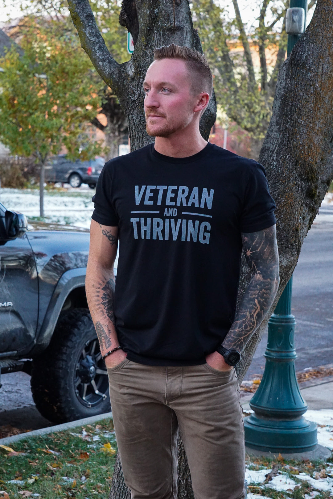 We Defy The Norm Men's Shirt Veteran + Thriving T-Shirt